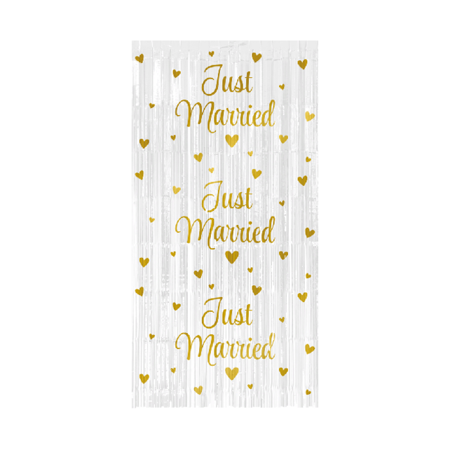 Deurgordijn Just Married Goud en Wit 2x1 meter