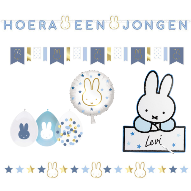 Nijntje geboorte Versierings Pakket - Hoera een Jongen L