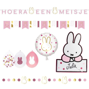 Nijntje geboorte Versierings Pakket - Hoera een Meisje L