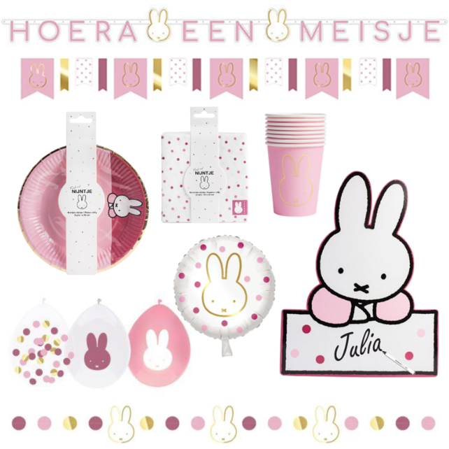 Nijntje geboorte Versierings Pakket - Hoera een Meisje XL