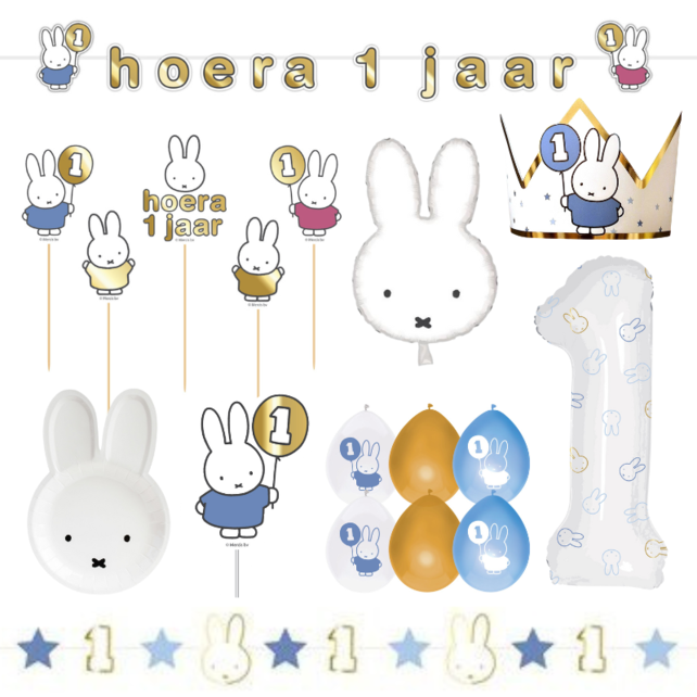 Nijntje verjaardag Versierings Pakket - Jongen 1 jaar L