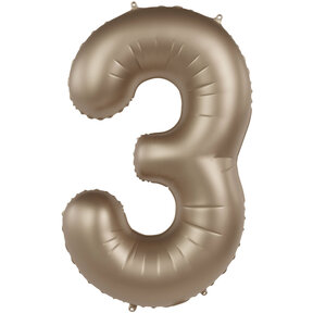 Folieballon Cijfer 3 - Starlight Gold - 86 cm