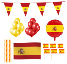 Spanje feestpakket XL – vlaggen, ballon, prikkers, rietjes & ballonnen