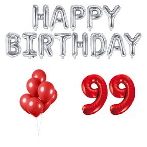 99 jaar Verjaardag Versiering Ballon Pakket rood & zilver
