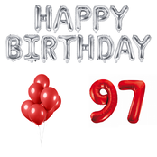 97 jaar Verjaardag Versiering Ballon Pakket rood & zilver