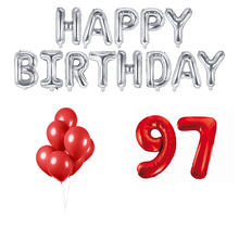 97 jaar Verjaardag Versiering Ballon Pakket rood & zilver