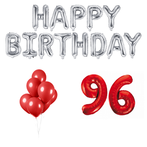 96 jaar Verjaardag Versiering Ballon Pakket rood & zilver