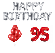 95 jaar Verjaardag Versiering Ballon Pakket rood & zilver