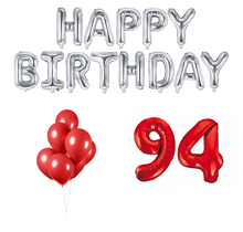 94 jaar Verjaardag Versiering Ballon Pakket rood & zilver