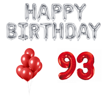 93 jaar Verjaardag Versiering Ballon Pakket rood & zilver