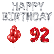 92 jaar Verjaardag Versiering Ballon Pakket rood & zilver