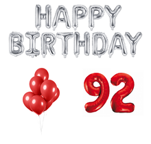 92 jaar Verjaardag Versiering Ballon Pakket rood & zilver