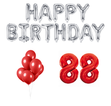 88 jaar Verjaardag Versiering Ballon Pakket rood & zilver