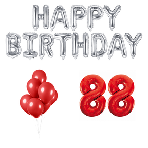 88 jaar Verjaardag Versiering Ballon Pakket rood & zilver