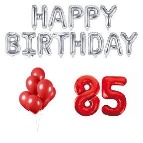 85 jaar Verjaardag Versiering Ballon Pakket rood & zilver
