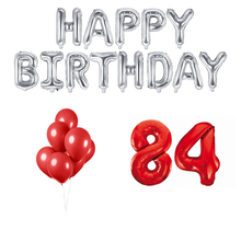84 jaar Verjaardag Versiering Ballon Pakket rood & zilver