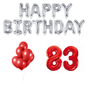 83 jaar Verjaardag Versiering Ballon Pakket rood & zilver