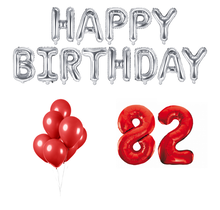 82 jaar Verjaardag Versiering Ballon Pakket rood & zilver