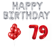 79 jaar Verjaardag Versiering Ballon Pakket rood & zilver