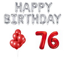 76 jaar Verjaardag Versiering Ballon Pakket rood & zilver