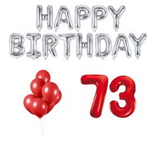 73 jaar Verjaardag Versiering Ballon Pakket rood & zilver