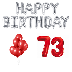 73 jaar Verjaardag Versiering Ballon Pakket rood & zilver