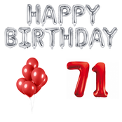 71 jaar Verjaardag Versiering Ballon Pakket rood & zilver 71 jaar Verjaardag Versiering Ballon Pakket rood & zilver