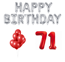 71 jaar Verjaardag Versiering Ballon Pakket rood & zilver