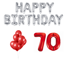 70 jaar Verjaardag Versiering Ballon Pakket rood & zilver