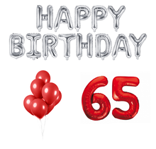 65 jaar Verjaardag Versiering Ballon Pakket rood & zilver