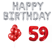 59 jaar Verjaardag Versiering Ballon Pakket rood & zilver