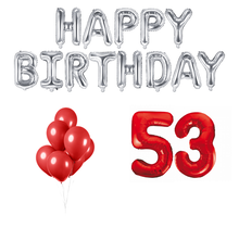 53 jaar Verjaardag Versiering Ballon Pakket rood & zilver