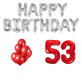 53 jaar Verjaardag Versiering Ballon Pakket rood & zilver