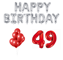 49 jaar Verjaardag Versiering Ballon Pakket rood & zilver
