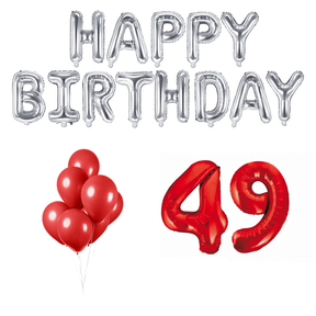 49 jaar Verjaardag Versiering Ballon Pakket rood & zilver