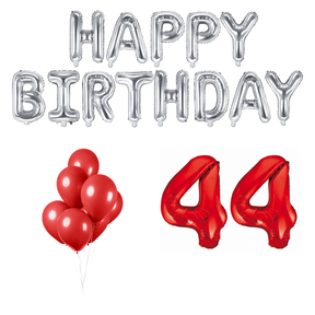 44 jaar Verjaardag Versiering Ballon Pakket rood & zilver