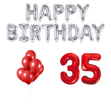 35 jaar Verjaardag Versiering Ballon Pakket rood & zilver