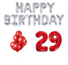 29 jaar Verjaardag Versiering Ballon Pakket rood & zilver