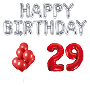 29 jaar Verjaardag Versiering Ballon Pakket rood & zilver