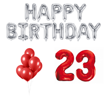 23 jaar Verjaardag Versiering Ballon Pakket rood & zilver