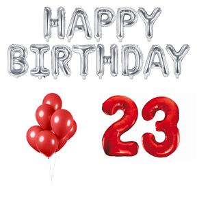 23 jaar Verjaardag Versiering Ballon Pakket rood & zilver