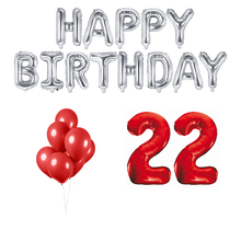 22 jaar Verjaardag Versiering Ballon Pakket rood & zilver