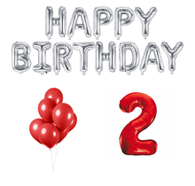 2 jaar Verjaardag Versiering Ballon Pakket rood & zilver