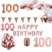 100 jaar Verjaardag Versiering Pakket Rosé goud XL