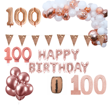 100 jaar Verjaardag Versiering Pakket Rosé goud XL