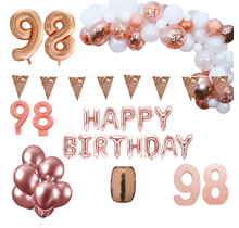 98 jaar Verjaardag Versiering Pakket Rosé goud XL