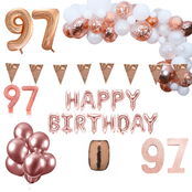 97 jaar Verjaardag Versiering Pakket Rosé goud XL