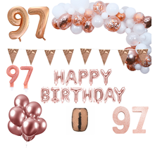 97 jaar Verjaardag Versiering Pakket Rosé goud XL
