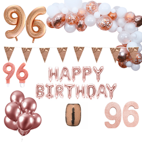 96 jaar Verjaardag Versiering Pakket Rosé goud XL