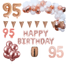 95 jaar Verjaardag Versiering Pakket Rosé goud XL